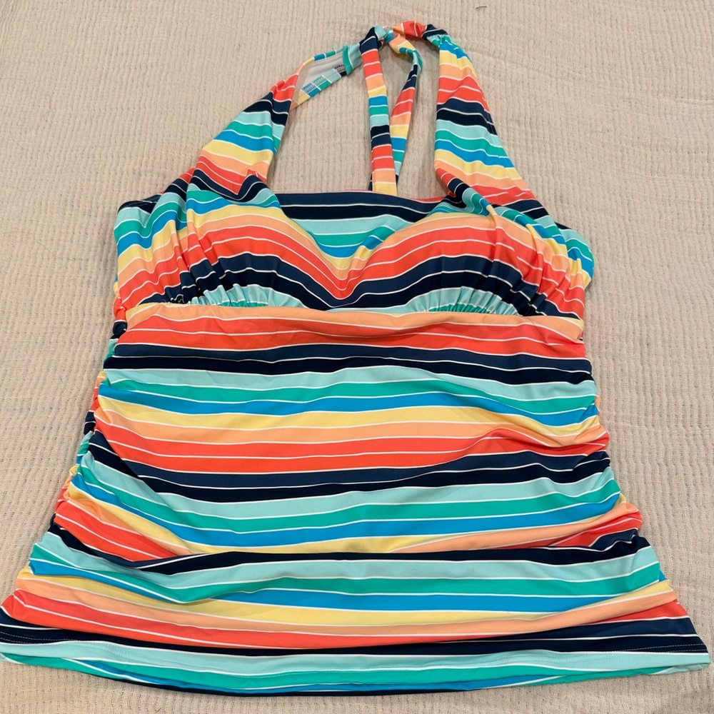 Lands' End Multicolor Striped Tankini Top